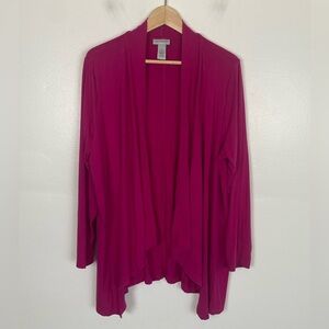 Catherines Women's Cardigan Size 0X 14/16W Color Pink Asymmetrical Open Front